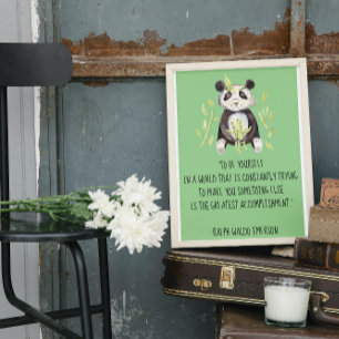 Poster Soyez vous-même Emerson Citation avec Boho Panda