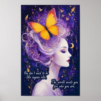 Poster Soyez vous-même Papillon Femme Art Inspirant