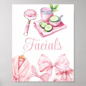 Poster Spa Party Pink Birthday Facial Table Sign (Devant)
