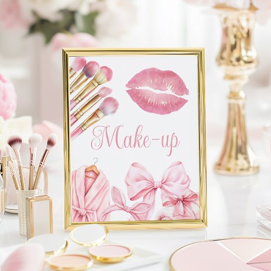 Poster Spa Party Pink Birthday Make-up Sign