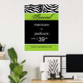 Poster Spa Zebra Salon Lime Green tendance (Bureau à domicile)