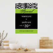Poster Spa Zebra Salon Lime Green tendance (Cuisine)