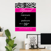 Poster Spa Zebra Salon Rose tendance (Bureau à domicile)