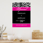 Poster Spa Zebra Salon Rose tendance (Cuisine)