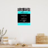 Poster Spa Zebra Salon tendance Turquoise Bleu (Cuisine)