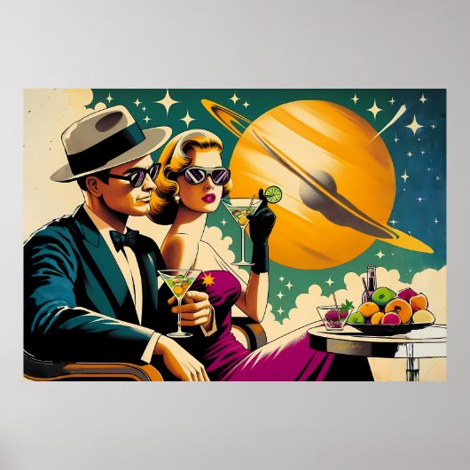Poster Space Age Las Vegas Martini Gangster Party (Devant)