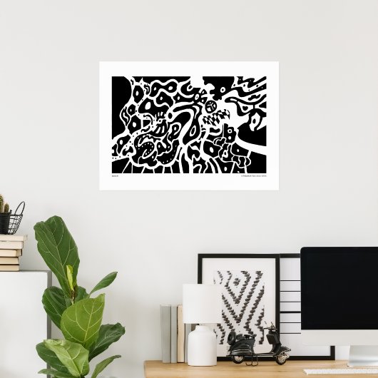 Poster "Space" B&W Art Abstrait (Bureau à domicile)