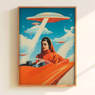 Poster Space Cafe SciFi Poster Flying Car Print Wa