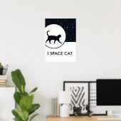 Poster Space cat étoiles ciel conçu texte customisé (Bureau à domicile)