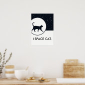 Poster Space cat étoiles ciel conçu texte customisé (Cuisine)
