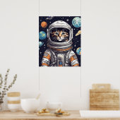 Poster Space Cat Wall Art, Astronaut Cat Art numérique (Cuisine)