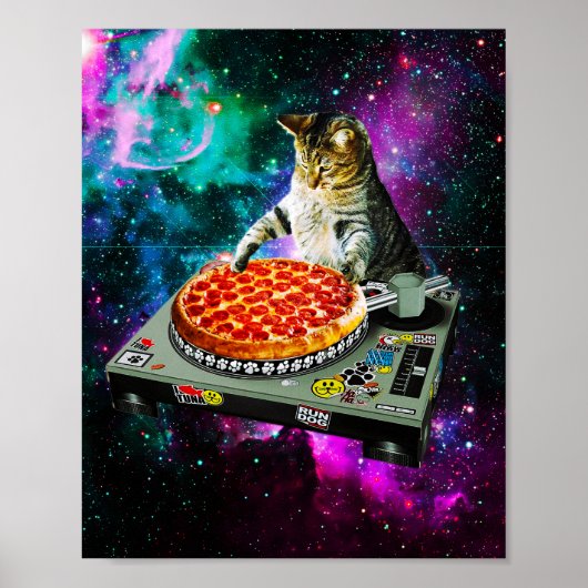 Poster Space dj chat pizza (Devant)