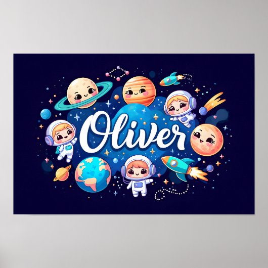 Poster Space Dreams Oliver Wall Art (Devant)
