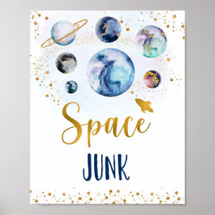 Poster Space Junk Galaxy Bleu Or Anniversaire Snack