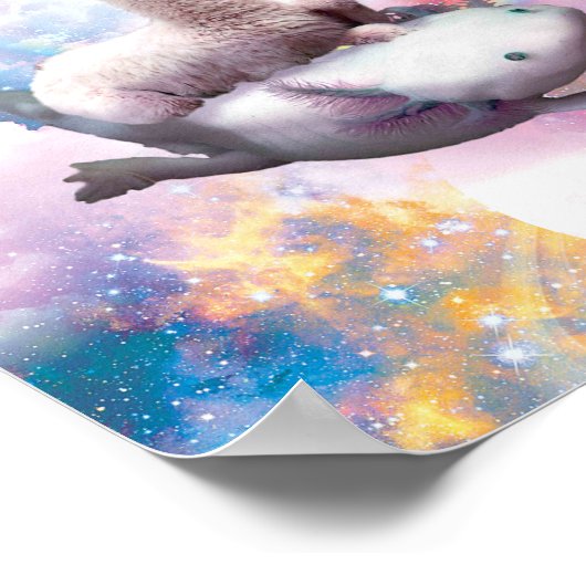 Poster Space Llama équitation Axolotl - Arc-en-ciel (Coin)