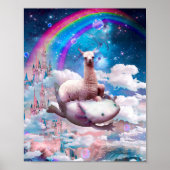 Poster Space Llama équitation Axolotl - Arc-en-ciel (Devant)