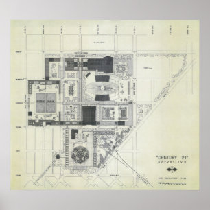 Poster Space Needle Aerial Concept Drawing 2