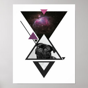 Poster Space Pug   Black Pug Dog Gift Idea For Pug Lovers