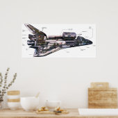 Poster Space Shutle Orbiter Cutaway Illustration Huge Can (Cuisine)