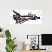 Poster Space Shutle Orbiter Cutaway Illustration Huge Can (Bureau à domicile)