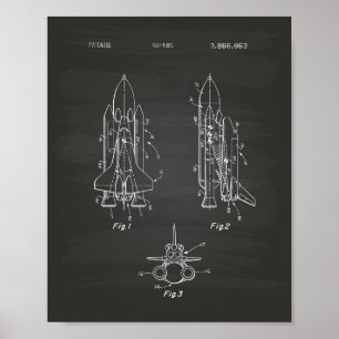 Poster Space Shuttle 1975 Patent Art - Chalkboard