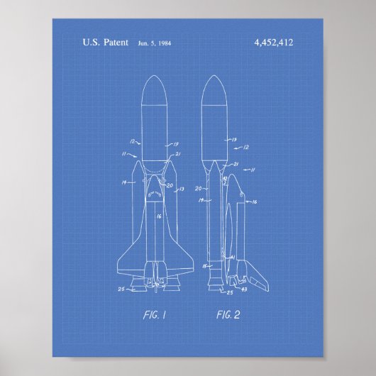 Poster Space Shuttle 1977 Patent Art - Blueprint (Devant)