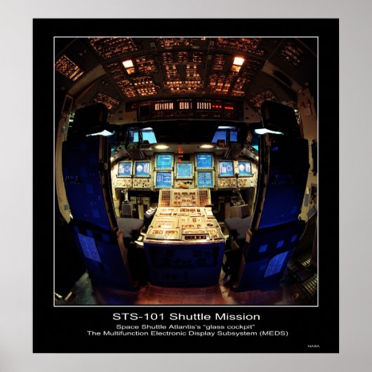 Poster Space Shuttle Atlantis "cockpit en verre" (Devant)