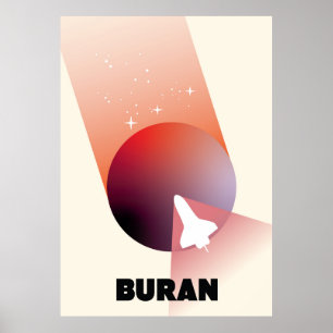 Poster Space Shuttle style Vintage espace art.