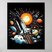 Poster Space Shuttle Sun Planets Rocket Galaxy Boys Kids  (Devant)