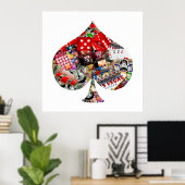 Poster Spade - Las Vegas Jouer Forme de carte (Bureau à domicile)