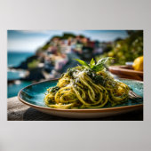 Poster Spaghetti au citron Basil Pesto - Terrasse côtière (Devant)