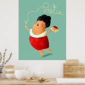 Poster Spaghetti Donna italienne (Cuisine)
