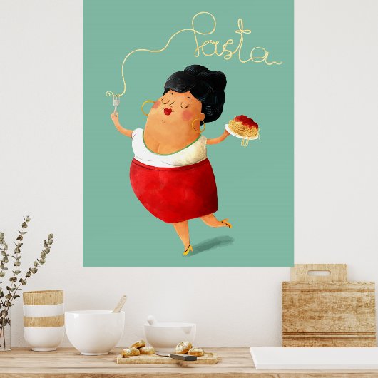 Poster Spaghetti Donna italienne (Cuisine)