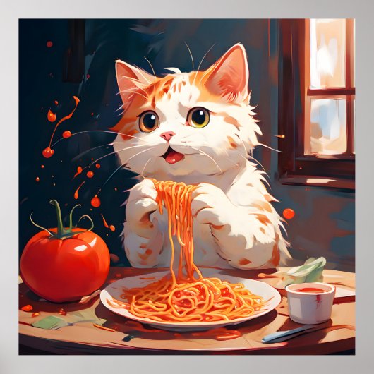 Poster Spaghetti mangeur de chat (Devant)