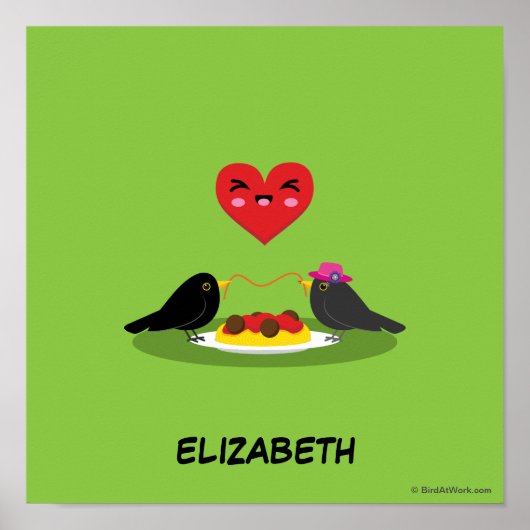 Poster Spaghetti Meatballs Date romantique | Ajouter Votr (Devant)