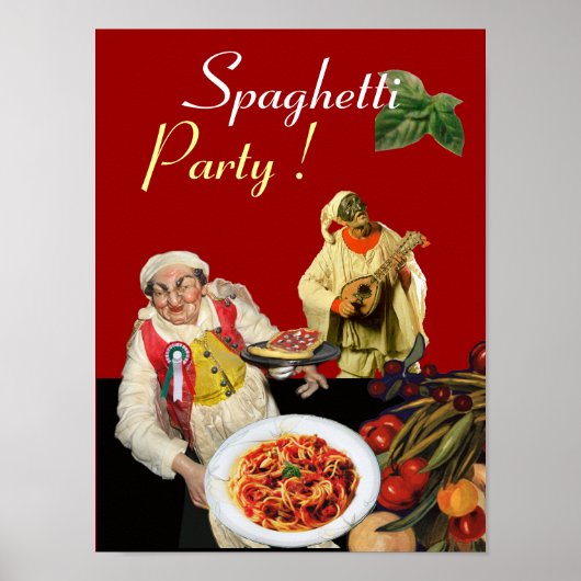 Poster SPAGHETTI PARTY, Cuisine italienne, Chef, Pulcinel (Devant)