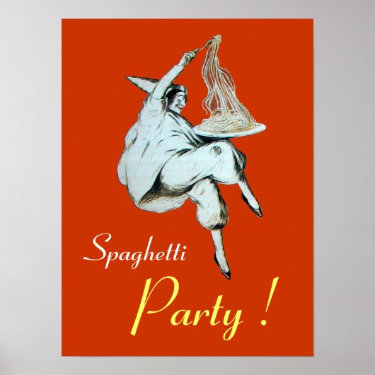 Poster SPAGHETTI PARTY, CUISINE ITALIENNE, orange (Devant)