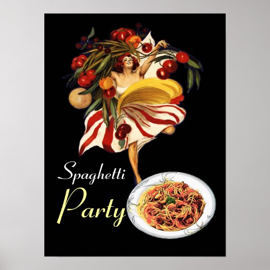 POSTER SPAGHETTI PARTY DANCE, CUISINE ITALIENNE ET TOMATE (Devant)