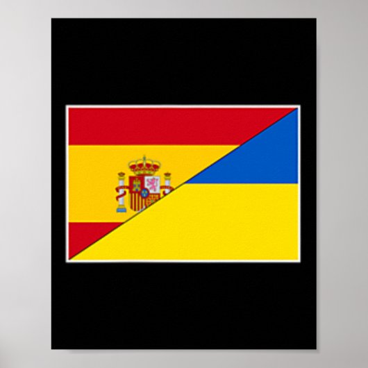 Poster Spain Ukraine Flag Spanish Ukrainian Support Citiz (Devant)