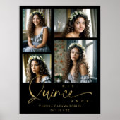 Poster Spanish Black Trendy Quinceañera Collage 4 Photos (Devant)