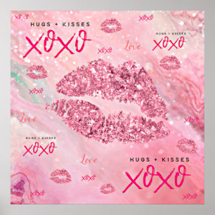 Poster Sparkle Kisses Love Valentines Cadeau Pour Elle