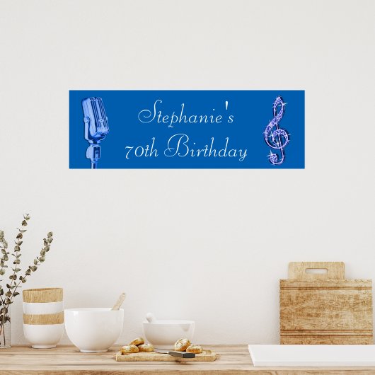 Poster Sparkle Music Note et rétro Microphone Anniversair (Cuisine)