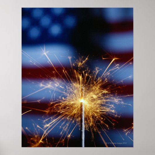 Poster Sparkler avec drapeau américain (Devant)