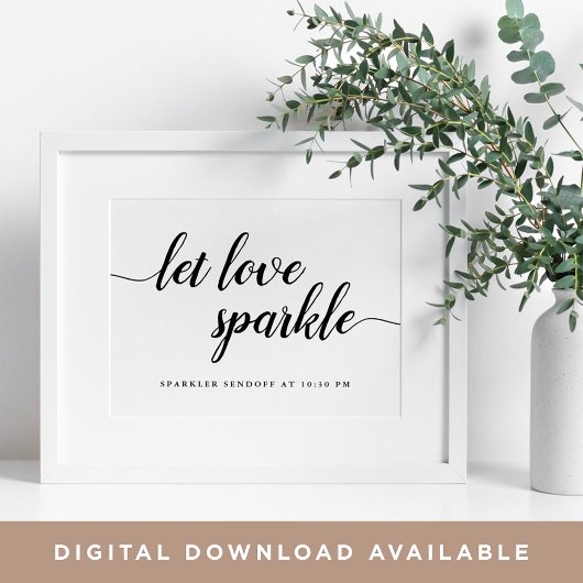 Poster Sparkler Mariage noir et blanc Sendoff