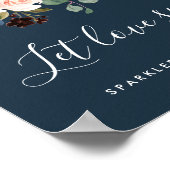 Poster Sparkler Sendoff du Mariage à fleurs rayonnantes | (Coin)