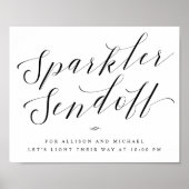 Poster Sparkler Sendoff Élégant Mariage de calligraphie (Devant)