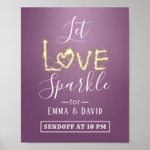 Poster Sparkler violet moderne Envoi du signal Mariage