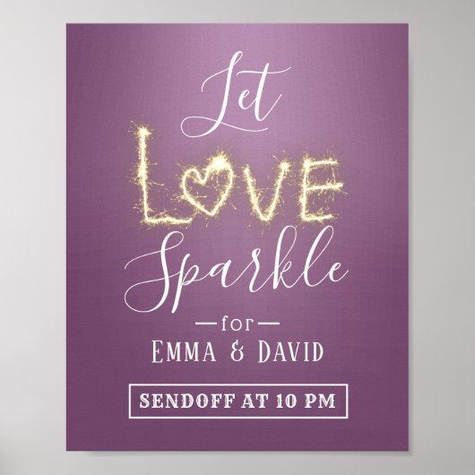 Poster Sparkler violet moderne Envoi du signal Mariage (Devant)