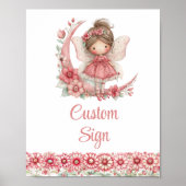 Poster Sparkling Fairy Girl Blush Floral Birthday Custom  (Devant)