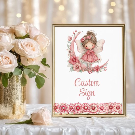 Poster Sparkling Fairy Girl Blush Floral Birthday Custom 